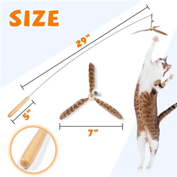 Cat Wand Toys, Interactive Cat Toys with 3 Feather Refills - Picture 4 of 7